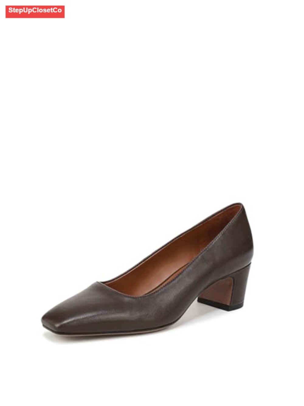 Franco Sarto Women's Leather Slip On Block Heel Square Toe Pumps